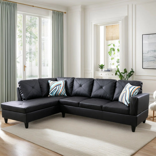 4-Seat Faux Leather Couch