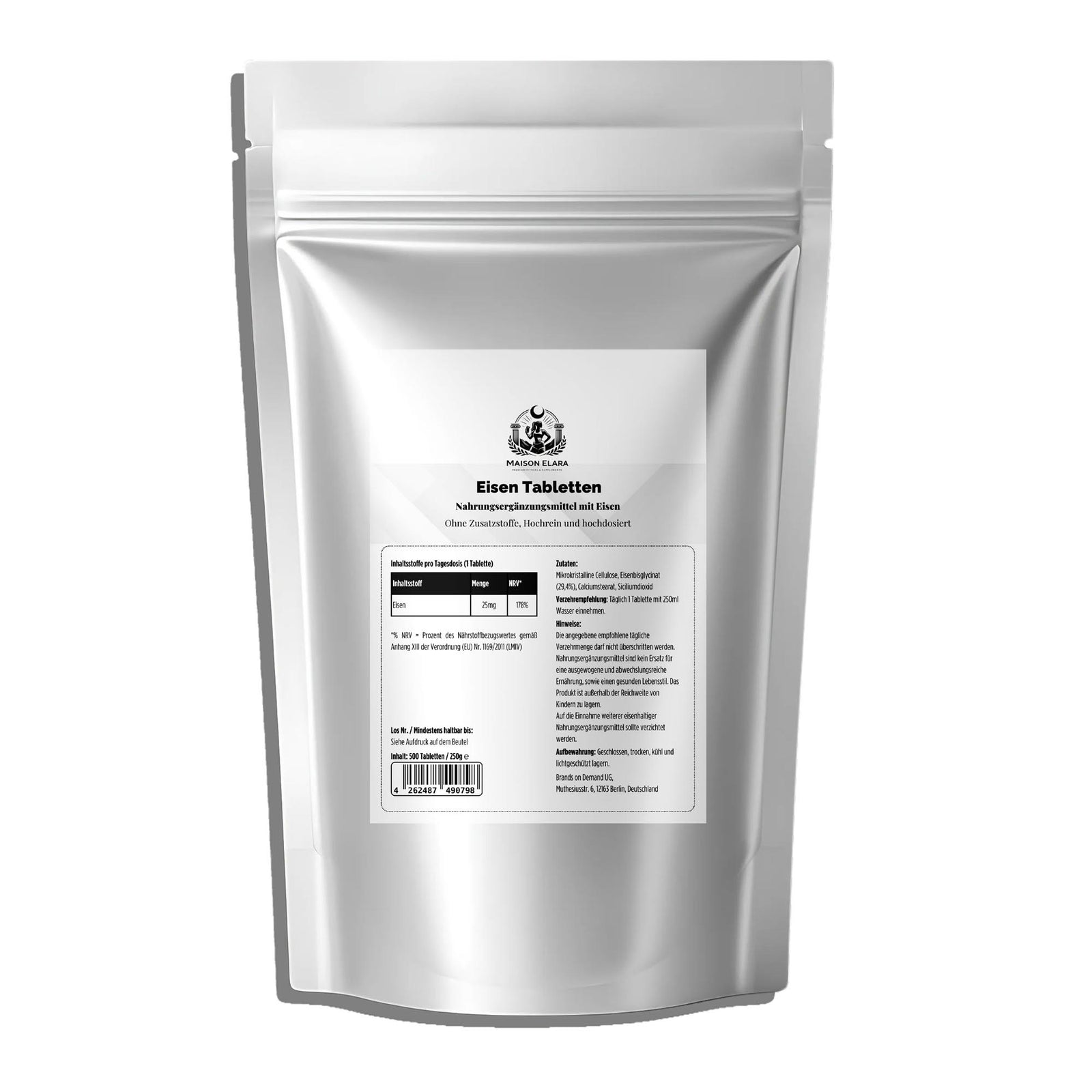 25mg Eisen Bisglycinat - 500 Tabletten