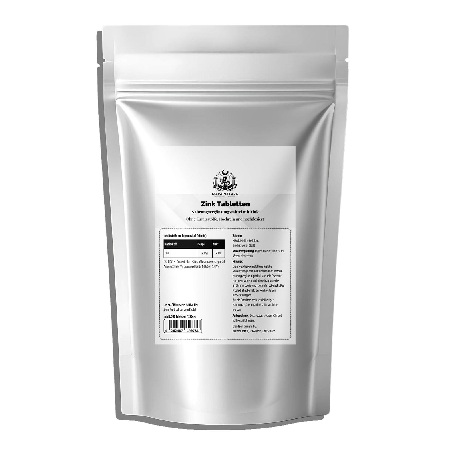 25mg Zink Bisglycinat - 500 Tabletten